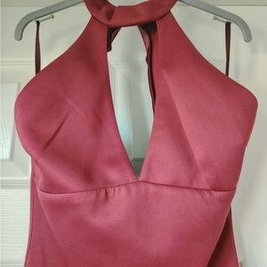 Chic Burgundy Halter Dress